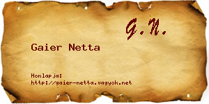 Gaier Netta névjegykártya